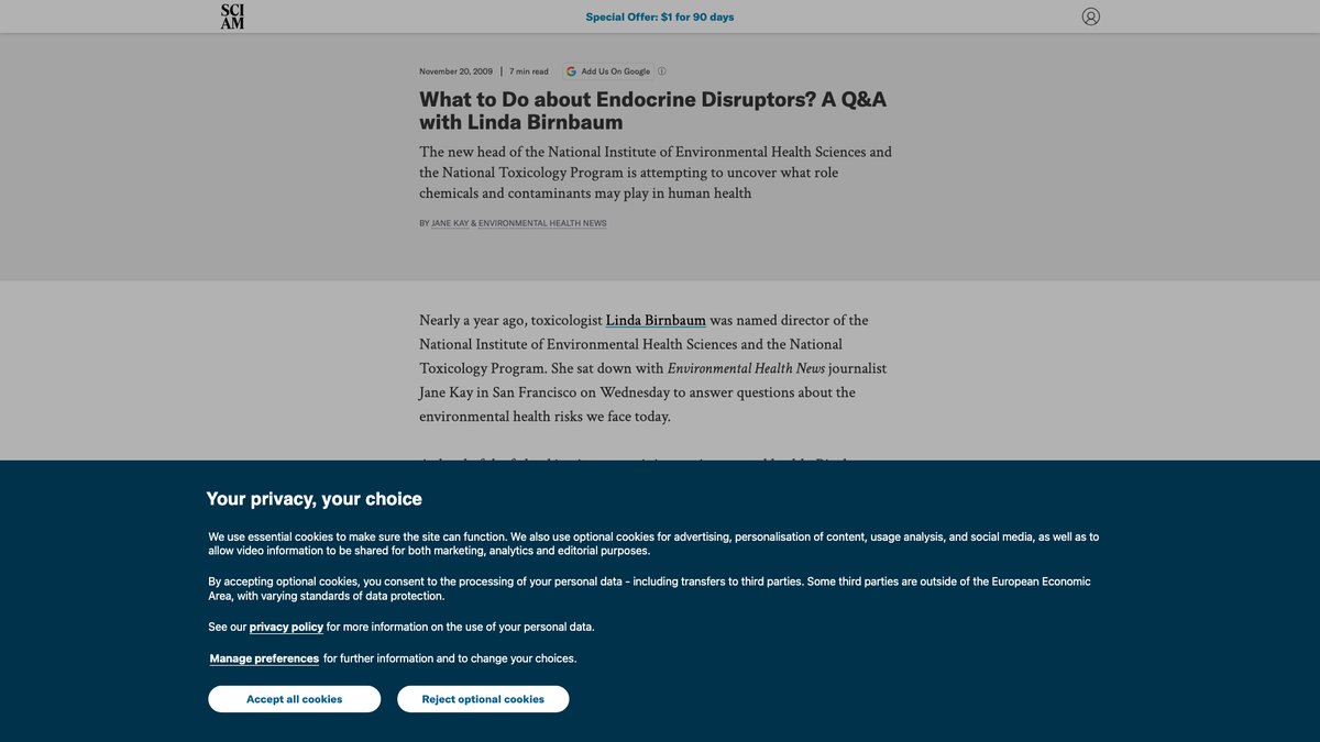 Dr. Linda Birnbaum article screenshot